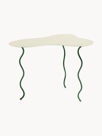 Table d'appoint métal Squiggle, Métal, enduit, Blanc, vert, larg. 40 x long. 40 cm