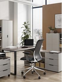 Schreibtisch Ancona mit eingebautem Büroregal, Front: Spanplatte mit Melaminhar, Hellbeige, Holz in Nussbaumoptik, B 145 x T 60 cm