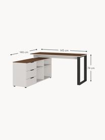 Bureau Ancona met ingebouwd bureaurek, Lichtbeige, hout in notenlook, B 145 x D 60 cm