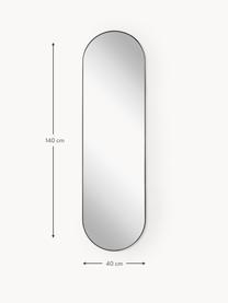 Specchio ovale da parete Lucia, Struttura: metallo rivestito Superfi, Retro: pannello di fibra a media, Nero, Larg. 40 x Alt. 140 cm