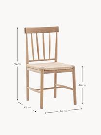 Handgemaakte eikenhouten stoelen Eton, 2 stuks, Zitvlak: touw, Frame: eikenhout, Eikenhout, lichtbeige, B 46 x D 45 cm