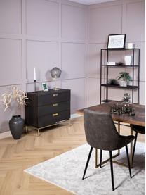 Commode noire étroite bois de chêne Pimlico, Brun foncé, laiton