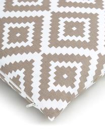 Kissenhülle Miami mit grafischem Muster, 100% Baumwolle, Taupe, Weiss, B 45 x L 45 cm