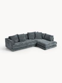 Sofa narożna Tribeca, Tapicerka: 100% poliester Dzięki tka, Stelaż: drewno bukowe, drewno sos, Nogi: drewno sosnowe Ten produk, Szaroniebieska tkanina, S 274 x G 192 cm, prawostronna