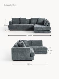 Sofa narożna Tribeca, Tapicerka: 100% poliester Dzięki tka, Stelaż: drewno bukowe, drewno sos, Nogi: drewno sosnowe Ten produk, Szaroniebieska tkanina, S 274 x G 192 cm, prawostronna