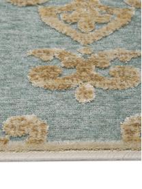 Vintage koberec z viskózy s reliéfnym efektom Marigot, Modrá, krémová