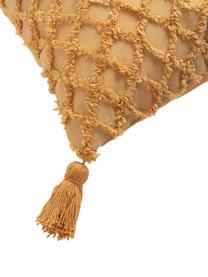 Federa arredo strutturata con nappe Royal, 100% cotone, Giallo, Larg. 30 x Lung. 60 cm