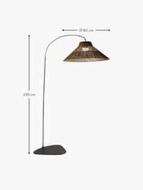 Handgefertigte dimmbare LED-Stehlampe Niza mit Fernbedienung, Lampenschirm: Naturfaser, Lampenfuß: Metall, beschichtet, Braun, Schwarz, B 40 x H 167 cm