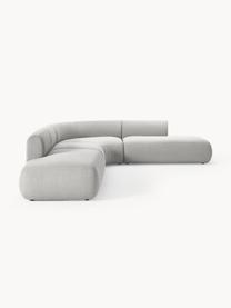 Narożna sofa modułowa Bouclé Sofia (4-osobowa), Tapicerka: Bouclé (100% poliester) D, Stelaż: drewno świerkowe, płyta w, Nogi: tworzywo sztuczne Ten pro, Jasnoszary Bouclé, S 385 x G 298 cm