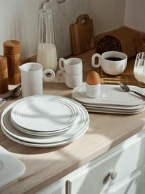 Handgemaakt ontbijtbord Stevns, Keramiek, geglazuurd, Gebroken wit, glanzend, Ø22 cm