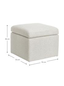 Bouclé-Hocker Winou in Cremeweiss mit Stauraum, Bezug: Bouclé (100% Polyester) D, Korpus: Metall, Bouclé Cremeweiss, 55 x 46 cm