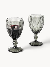 Weingläser Colorado mit Strukturmuster, 4 Stück, Glas, Grau, Transparent, Ø 9 x H 17 cm, 320 ml