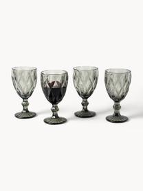 Bicchieri da vino con motivo strutturato Colorado 4 pz, Vetro, Grigio, Ø 9 x Alt. 17 cm