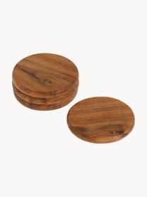 Podložky z akáciového dreva Yanila, 4 ks, Morené akáciové drevo, Tmavé drevo, Ø 10 x V 1 cm