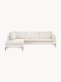 Ecksofa Luna, Bezug: 100 % Polyester Der strap, Gestell: Massives Buchenholz, Schi, Füße: Metall, galvanisiert Das , Webstoff Off White, B 280 x T 184 cm, Eckteil rechts