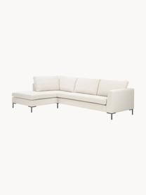 Ecksofa Luna, Bezug: 100 % Polyester, Oeko-Tex, Gestell: Massives Buchenholz, Schi, Füße: Metall, galvanisiert Das , Webstoff Off White, B 280 x T 184 cm, Eckteil rechts