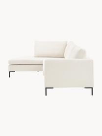 Ecksofa Luna, Bezug: 100 % Polyester Der strap, Gestell: Massives Buchenholz, Schi, Füße: Metall, galvanisiert Das , Webstoff Off White, B 280 x T 184 cm, Eckteil rechts