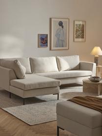 Ecksofa Luna, Bezug: 100 % Polyester, Oeko-Tex, Gestell: Massives Buchenholz, Schi, Füße: Metall, galvanisiert Das , Webstoff Off White, B 280 x T 184 cm, Eckteil rechts