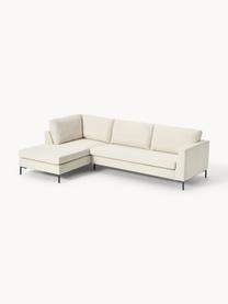 Ecksofa Luna, Bezug: 100 % Polyester Der strap, Gestell: Massives Buchenholz, Schi, Füße: Metall, galvanisiert Das , Webstoff Off White, B 280 x T 184 cm, Eckteil rechts