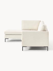 Ecksofa Luna, Bezug: 100 % Polyester Der strap, Gestell: Massives Buchenholz, Schi, Füße: Metall, galvanisiert Das , Webstoff Off White, B 280 x T 184 cm, Eckteil rechts