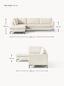 Ecksofa Luna, Bezug: 100 % Polyester Der strap, Gestell: Massives Buchenholz, Schi, Webstoff Off White, B 280 x T 184 cm, Eckteil rechts