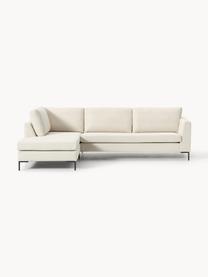 Ecksofa Luna, Bezug: 100 % Polyester Der strap, Gestell: Massives Buchenholz, Schi, Füße: Metall, galvanisiert Das , Webstoff Off White, B 280 x T 184 cm, Eckteil rechts