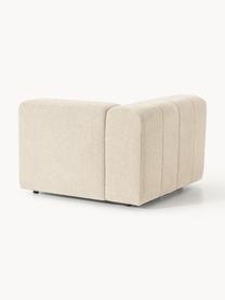 Modulo angolare in bouclé Lena, Rivestimento: bouclé (93% poliestere, 6, Struttura: legno di faggio, truciola, Piedini: plastica, Bouclé beige chiaro, Larg. 106 x Prof. 106 cm, angolo a sinistra