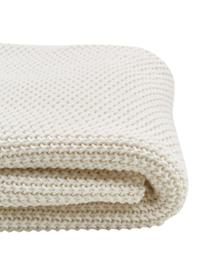 Plaid cosy avec pompons Molly, 100 % coton, Blanc cassé, larg. 130 x long. 170 cm