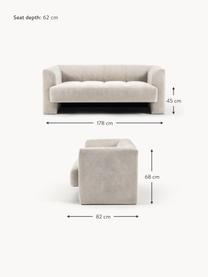 Sofa Bobi (2-osobowa), Tapicerka: 88% poliester, 12% nylon , Stelaż: lite drewno sosnowe z cer, Kremowobiała tkanina, S 178 x G 82 cm