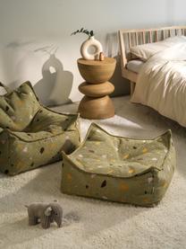 Coussin de sol en bouclette pour enfants fait main Sugar, Bouclette vert olive, aspect terrazzo, larg. 60 x haut. 60 cm