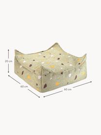 Coussin de sol en bouclette pour enfants fait main Sugar, Bouclette vert olive, aspect terrazzo, larg. 60 x haut. 60 cm