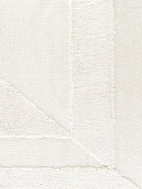 Tappeto soffice a pelo lungo con motivo in rilievo Zion, Retro: 55% poliestere, 45% coton, Bianco crema, Larg. 200 x Lung. 300 cm (taglia L)