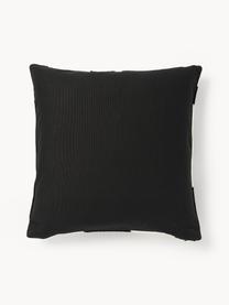 Housse de coussin 50x50 avec motif abstrait Kobe, Blanc cassé, noir, jaune moutarde, larg. 50 x long. 50