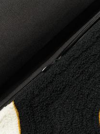 Housse de coussin 50x50 avec motif abstrait Kobe, Blanc cassé, noir, jaune moutarde, larg. 50 x long. 50