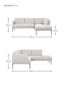 Sofa narożna Fluente, Tapicerka: 80% poliester, 20% ramia , Stelaż: lite drewno sosnowe z cer, Nogi: metal malowany proszkowo, Jasnobeżowa tkanina, S 221 x G 200 cm, lewostronna