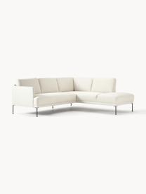 Sofa narożna Fluente, Tapicerka: 80% poliester, 20% ramia , Stelaż: lite drewno sosnowe z cer, Nogi: metal malowany proszkowo, Jasnobeżowa tkanina, S 221 x G 200 cm, lewostronna