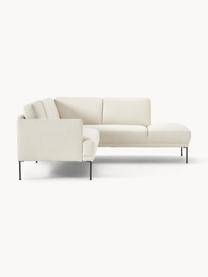 Ecksofa Fluente, Bezug: 80% Polyester, 20% Ramie , Gestell: Massives Kiefernholz, Füße: Metall, pulverbeschichtet, Webstoff Hellbeige, B 221 x T 200 cm, Eckteil links