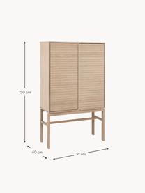 Holz-Highboard Linley, Eichenholzfurnier, Eichenholz, B 91 x H 150 cm