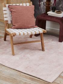 Tapis en viscose rose tissé main Jane Drop, Rose