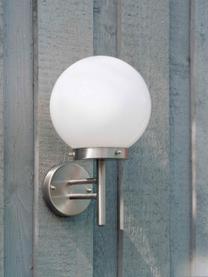 Outdoor wandlamp Aalborg van opaalglas, Lampenkap: opaalglas, Opaalwit, zilverkleurig, B 22 x H 32 cm