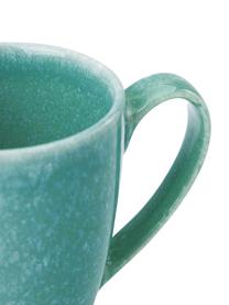 Tasses à café artisanales en grès émaillé Anthia, 2 pièces, Grès cérame, Turquoise, Ø 12 x haut. 11 cm