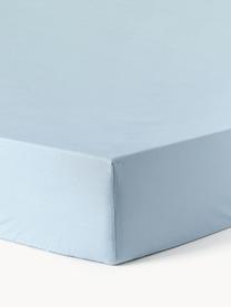 Drap-housse en percale de coton pour surmatelas Elsie, Bleu ciel, larg. 90 x long. 200 cm, haut. 15 cm