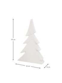 Handgefertigtes Deko-Weihnachtsbäume-Set Jade, 2-tlg., Steingut, Weiß, 12 x H 19 cm