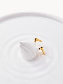 Ręcznie wykonany półmisek z ceramiki Diving Duck, Ceramika, Biały, odcienie złotego, Ø 40 cm
