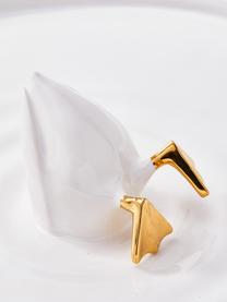 Handgefertigte Keramik-Servierplatte Diving Duck, Keramik, Weiß, Goldfarben, Ø 40 cm