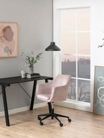 Fauteuil de bureau en velours Nora, hauteur ajustable, Velours rose, larg. 58 x prof. 58 cm