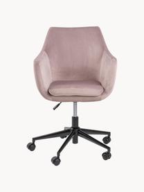 Fluwelen bureaustoel Nora, in hoogte verstelbaar, Bekleding: polyester (fluweel), Frame: gepoedercoat metaal, Fluweel roze, B 58 x D 58 cm