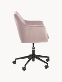 Fluwelen bureaustoel Nora, in hoogte verstelbaar, Bekleding: polyester (fluweel), Frame: gepoedercoat metaal, Fluweel roze, B 58 x D 58 cm