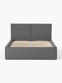 Cama tapizada Dream, con espacio de almacenamiento, Tapizado: poliéster (texturizado) A, Estructura: madera de pino maciza y m, Tejido gris oscuro, An 160 x L 200 cm