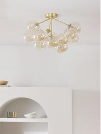 Glazen bollen plafondlamp Bubbles, Goudkleurig, Ø 60 x H 36 cm